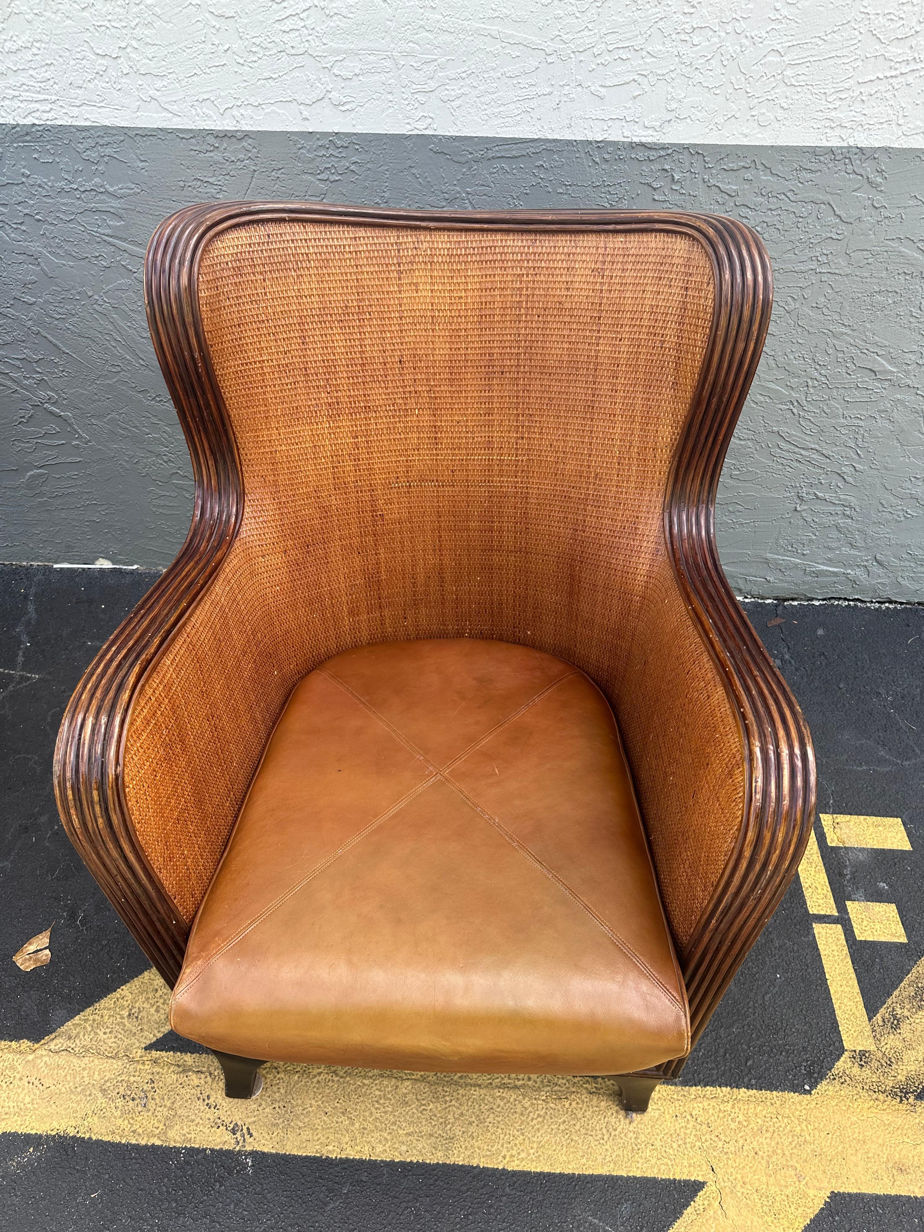 Sedie ad ala curve scultoree in pelle di Ralph Lauren degli anni '70, Set di 2 in vendita 3