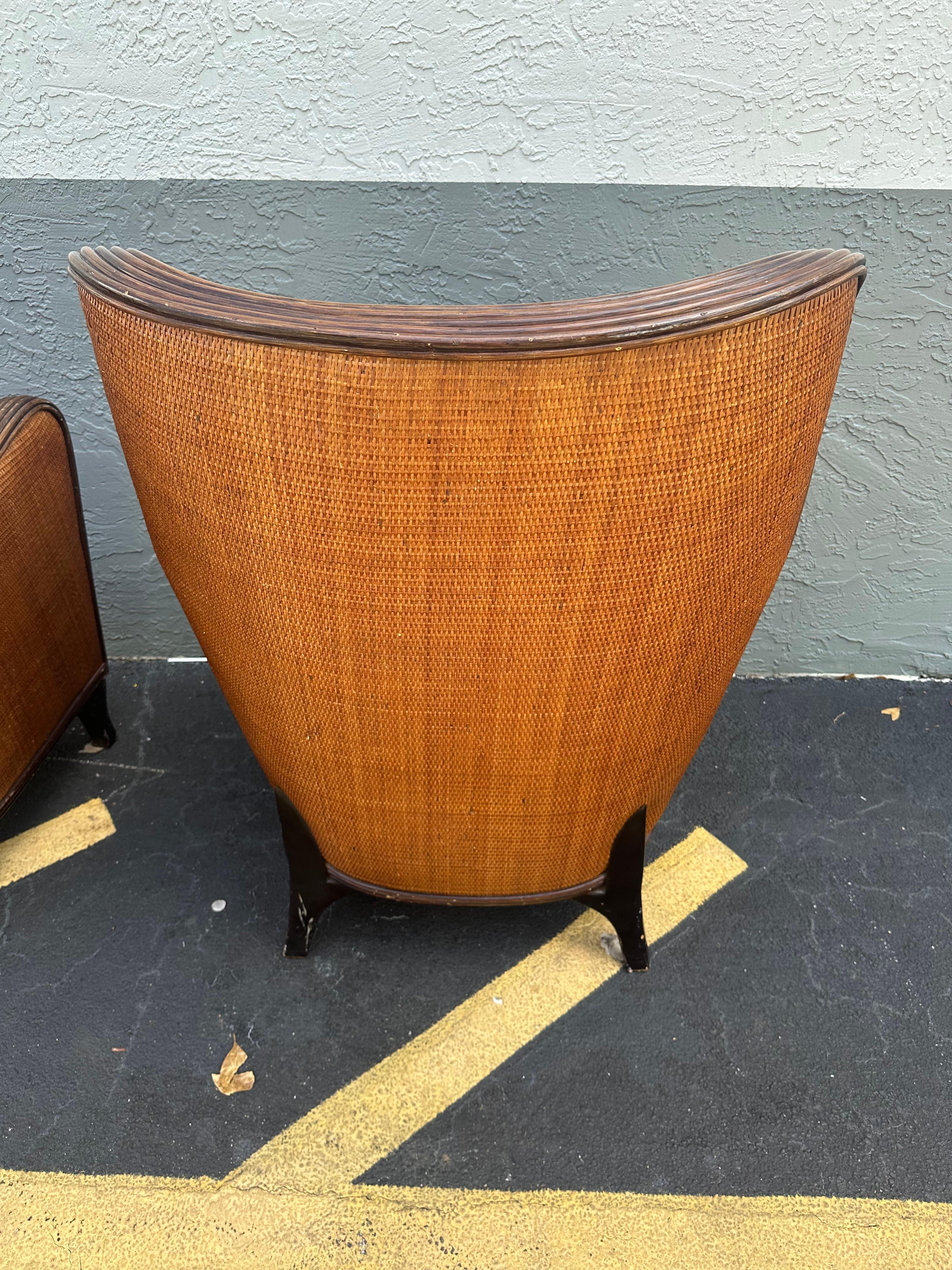 Sedie ad ala curve scultoree in pelle di Ralph Lauren degli anni '70, Set di 2 in vendita 7