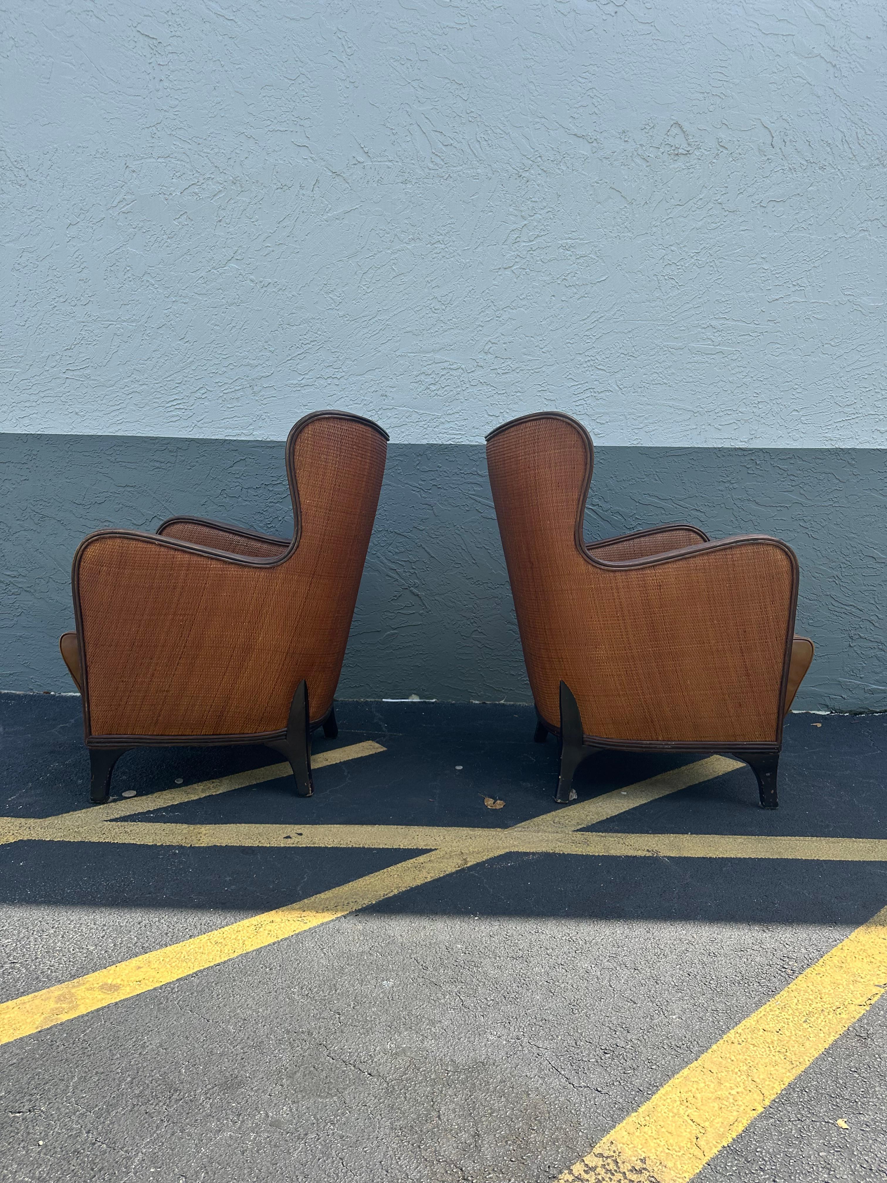 Americano Sedie ad ala curve scultoree in pelle di Ralph Lauren degli anni '70, Set di 2 in vendita