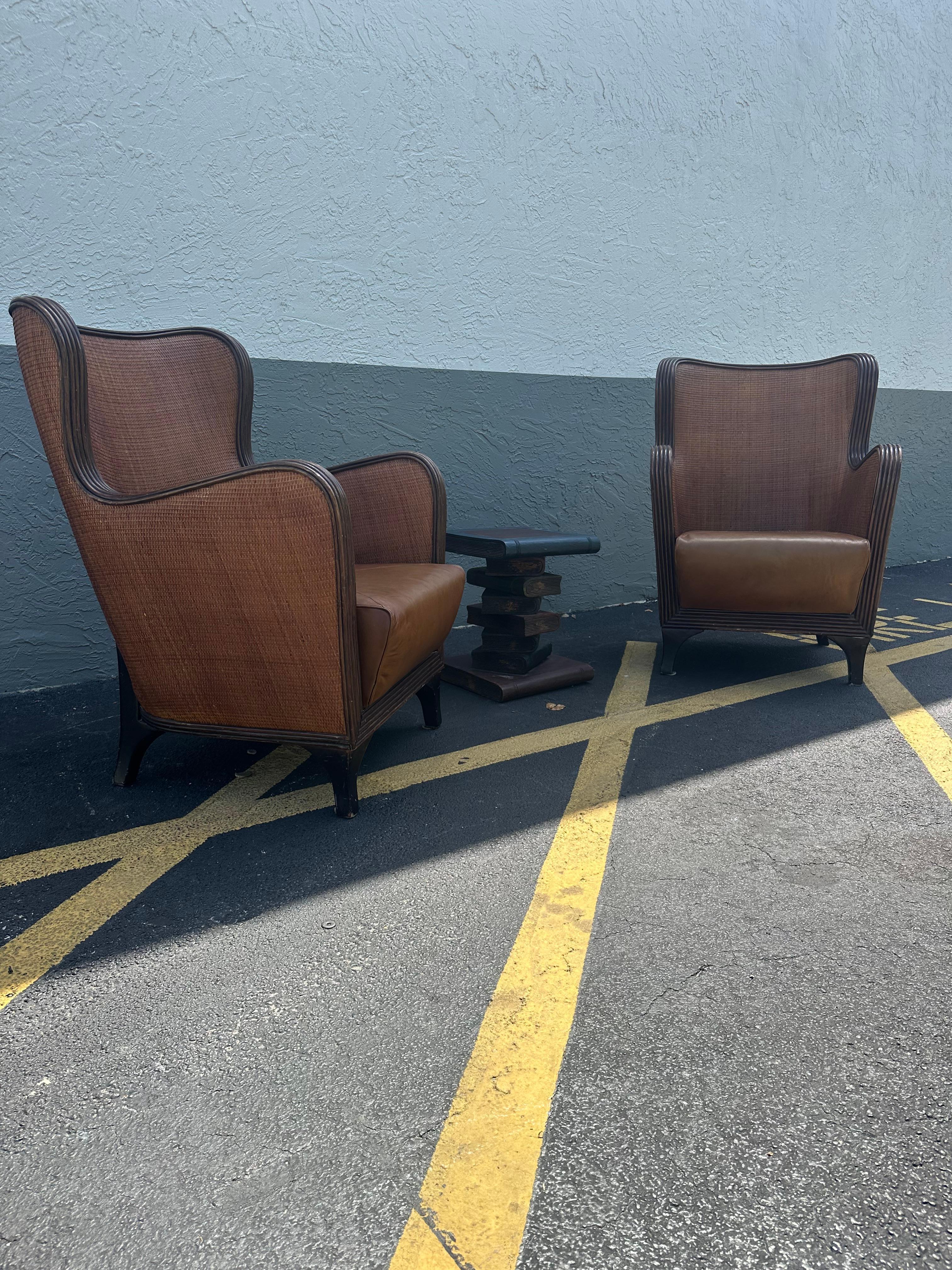 Sedie ad ala curve scultoree in pelle di Ralph Lauren degli anni '70, Set di 2 in vendita 1