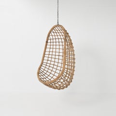 1970s Rattan Pendant Egg Chair