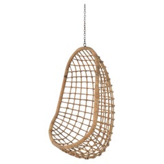 1970s Rattan Pendant Egg Chair