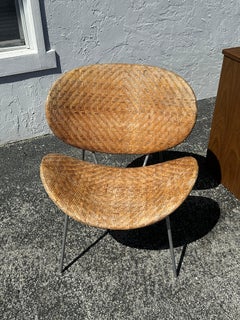 1970s Rattan Pierre Paulin orange slice Style Chair