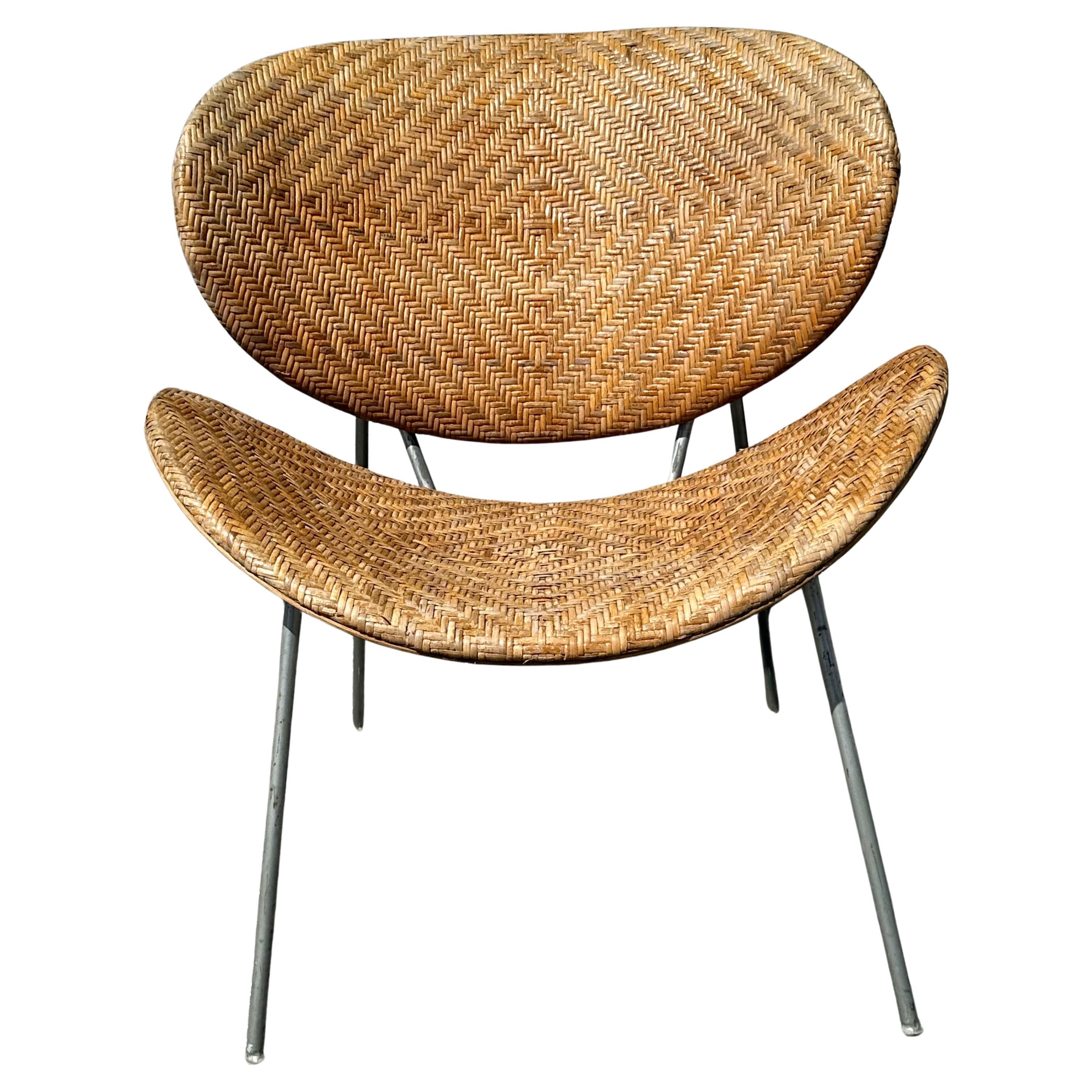 1970s Rattan Pierre Paulin orange slice Style Chair