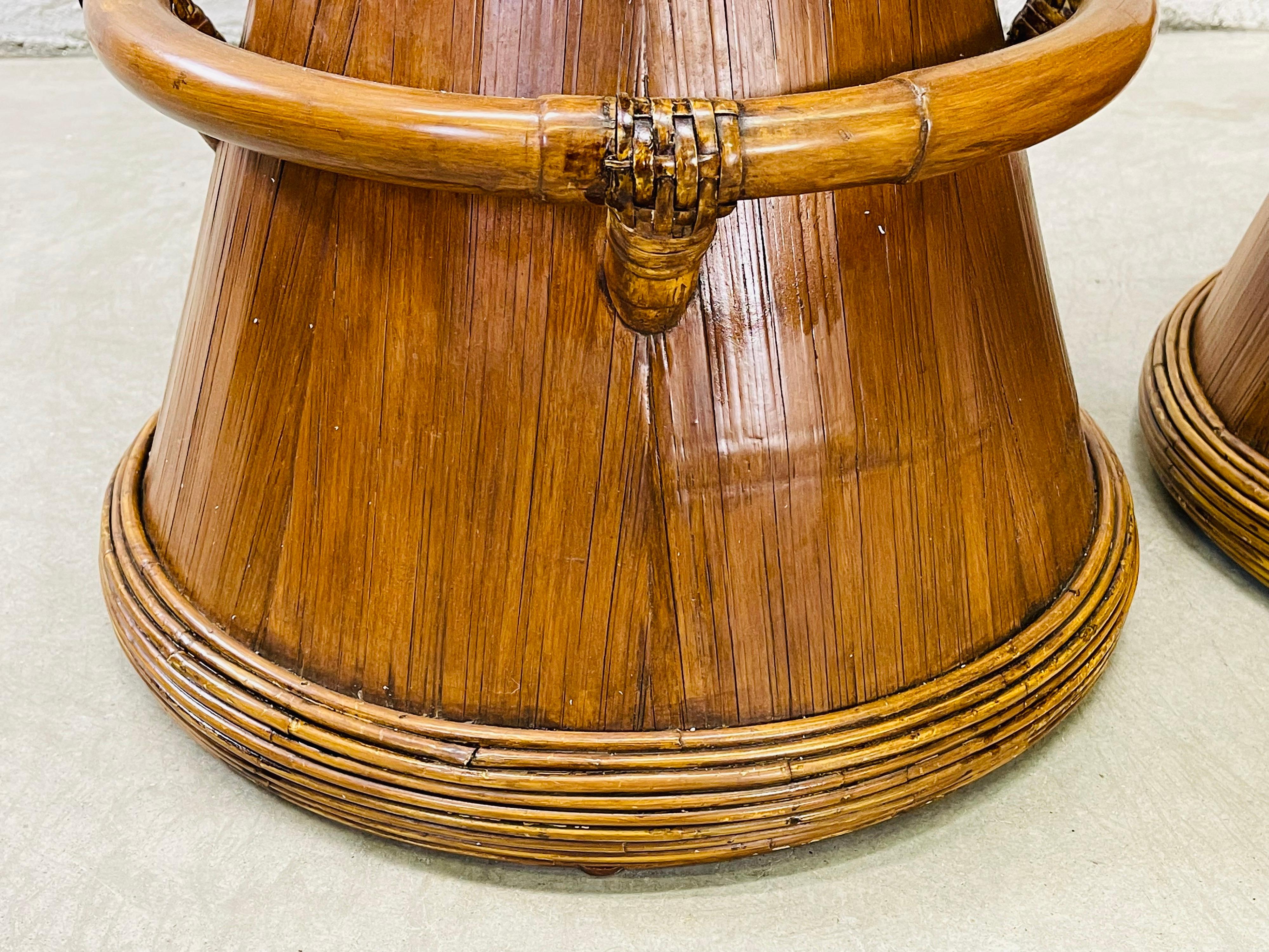 1970s Rattan Round Bar Stools, Pair For Sale 5