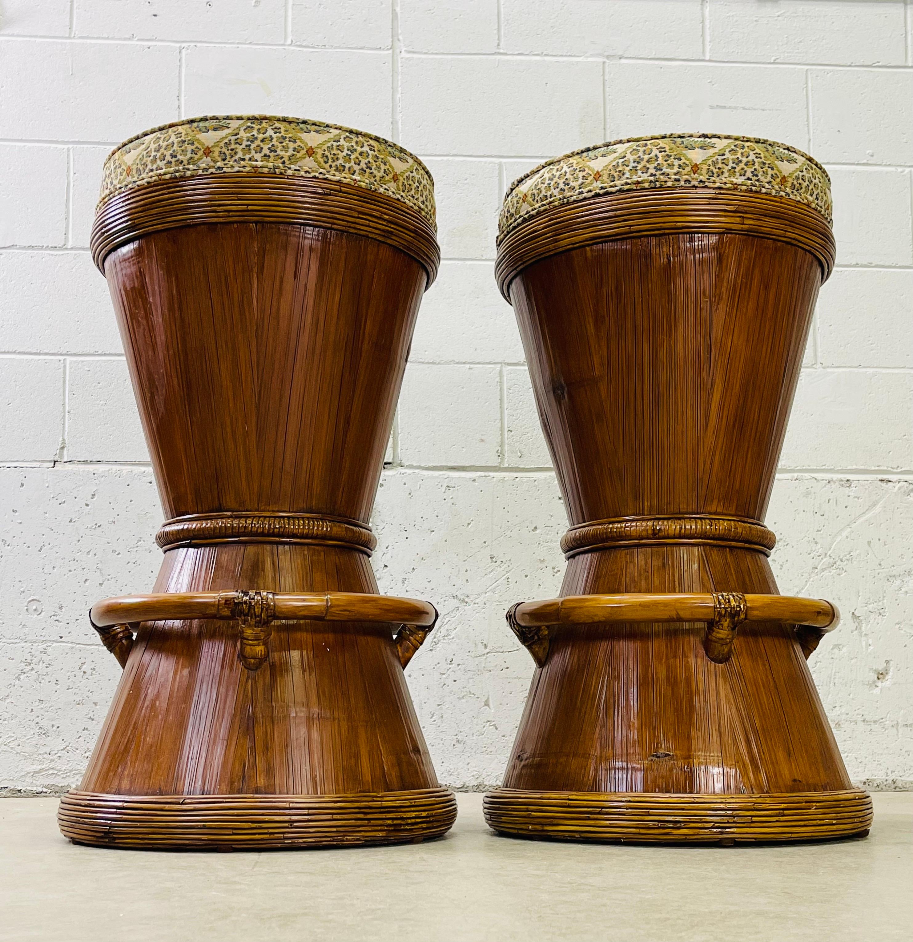 1970s Rattan Round Bar Stools, Pair For Sale 6