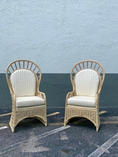 1970s Rattan Sculptural Peacock Chairs, Set of 2