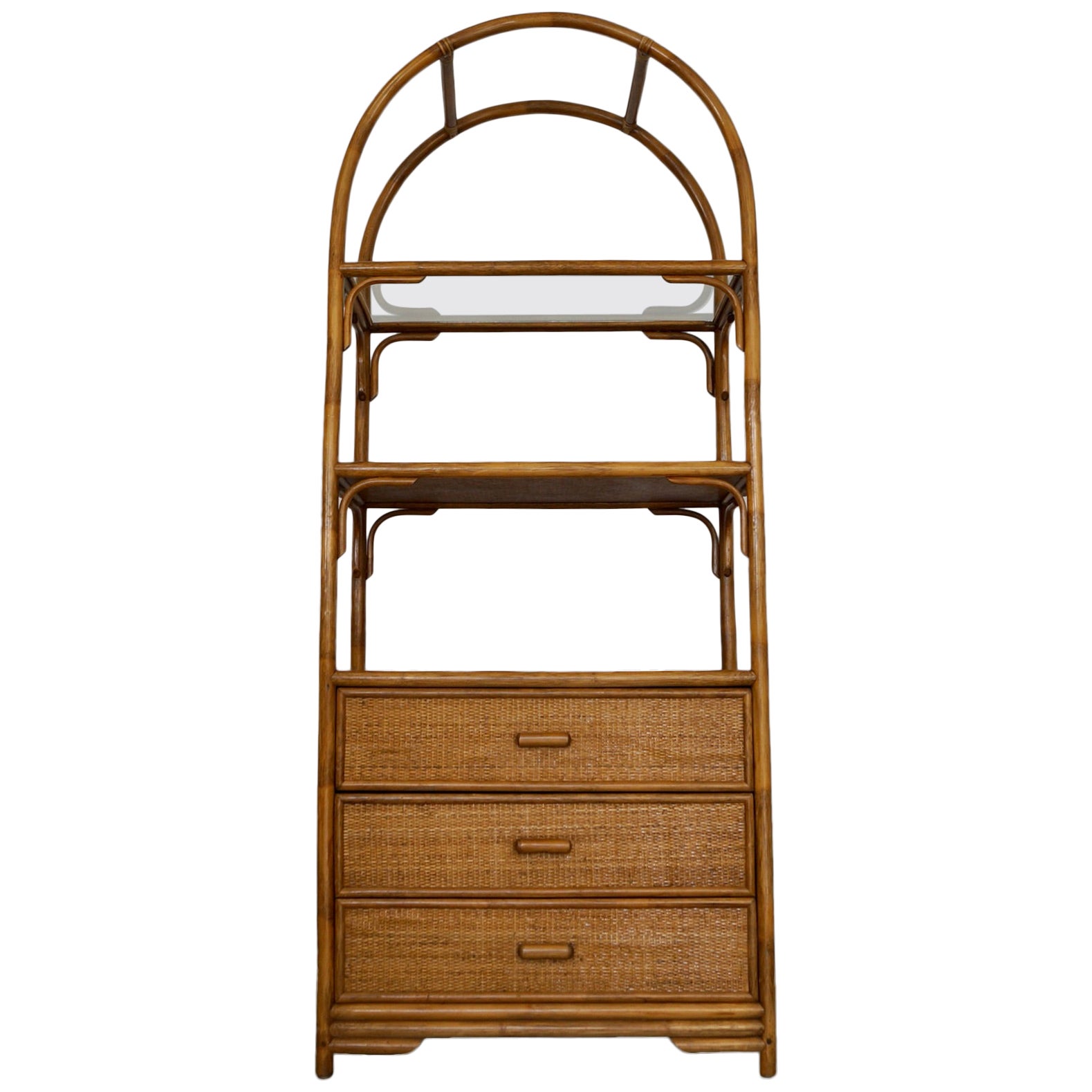 Rattan-Regal / Etagere aus den 1970er Jahren