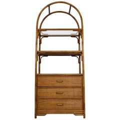 Etagère en rotin des années 1970
