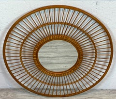 miroir en rotin des années 1970