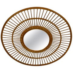 1970s Rattan Sunburst Mirror