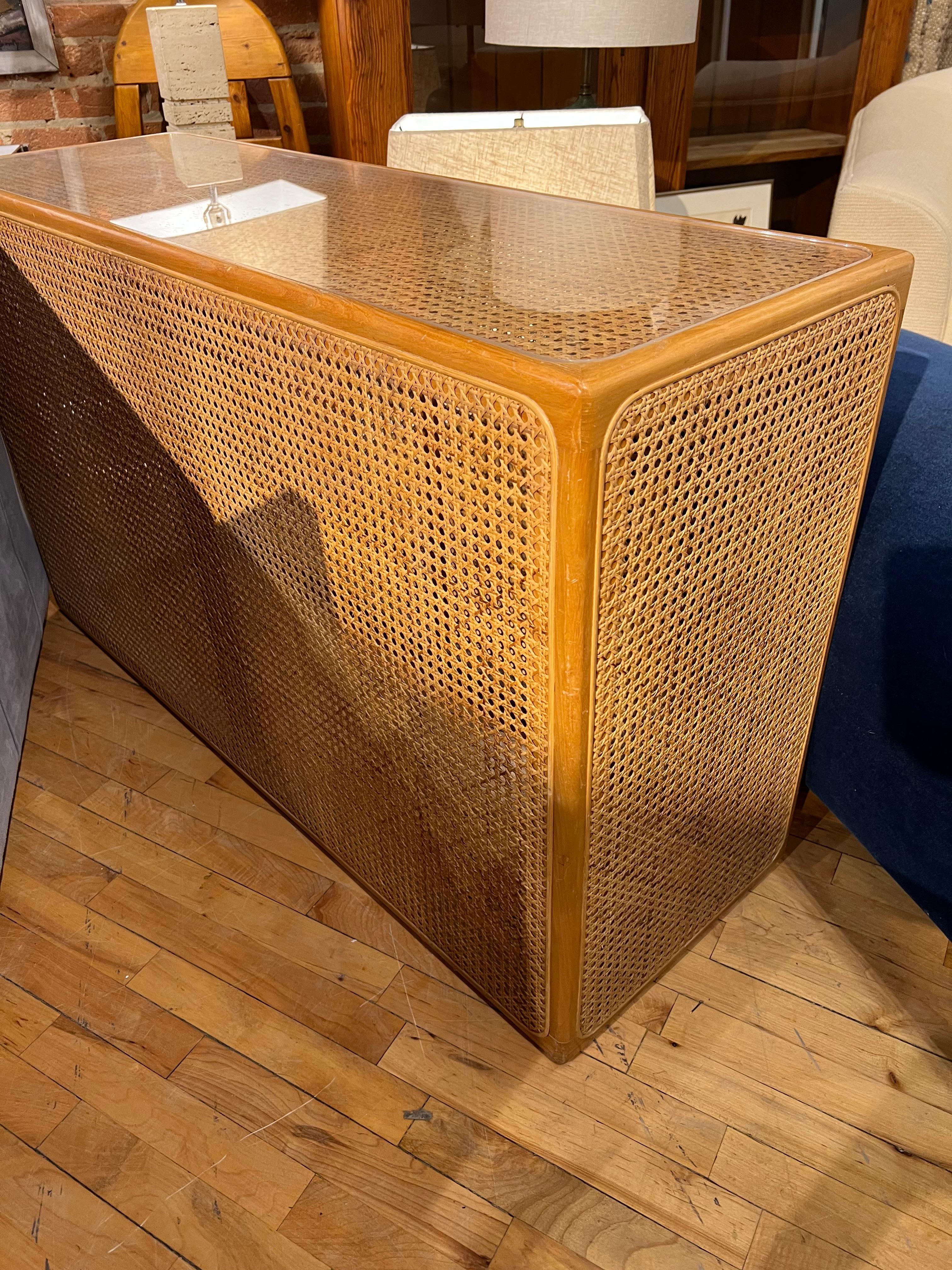 Mid-Century Modern 1970’s Rattan Table , two available For Sale