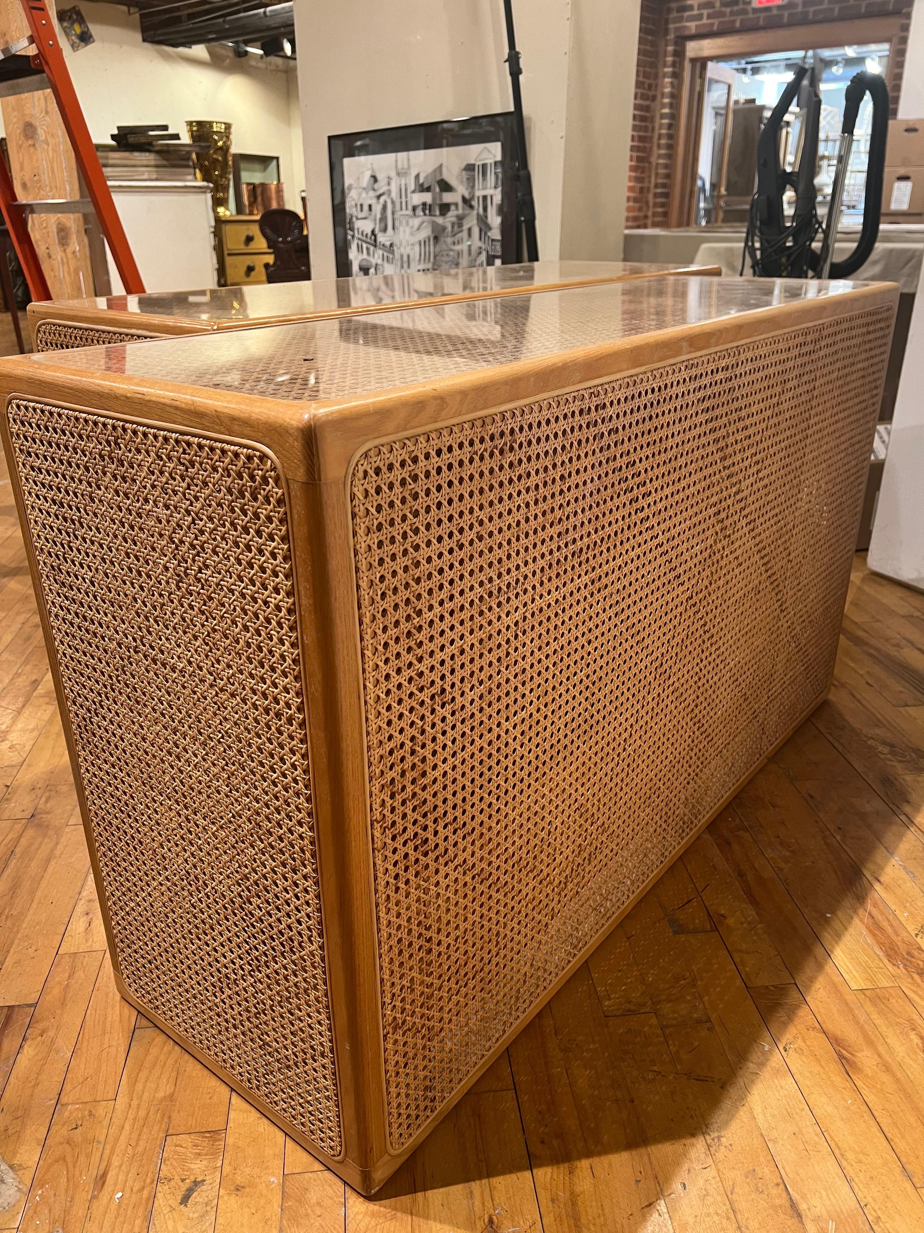 1970’s Rattan Table , two available In Good Condition For Sale In Chicago, IL
