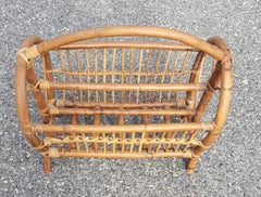 1970s Rattan Wicker Magazine Rack