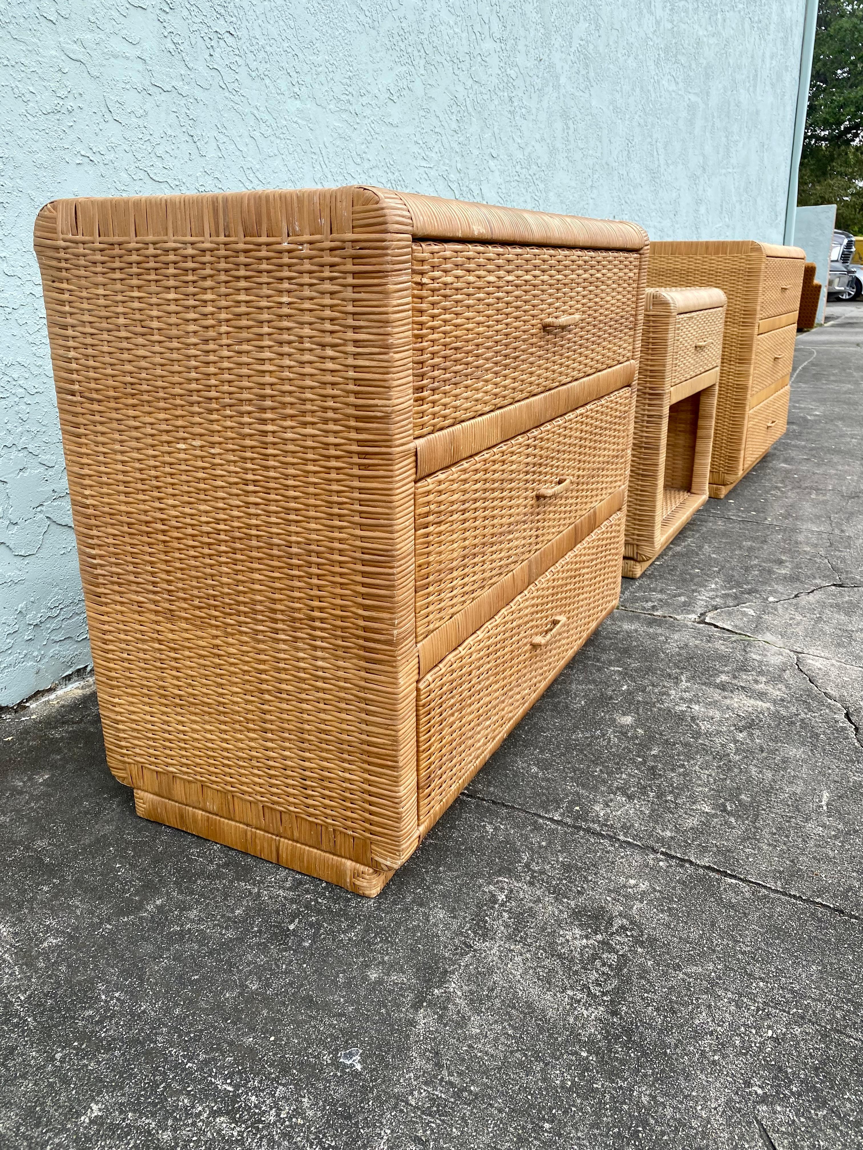 On offer on this occasion is one of the most stunning,  rattan chest of drawers and nightstand set you could hope to find. Outstanding design is exhibited throughout. The beautiful set is statement piece and packed with personality!  Just look at