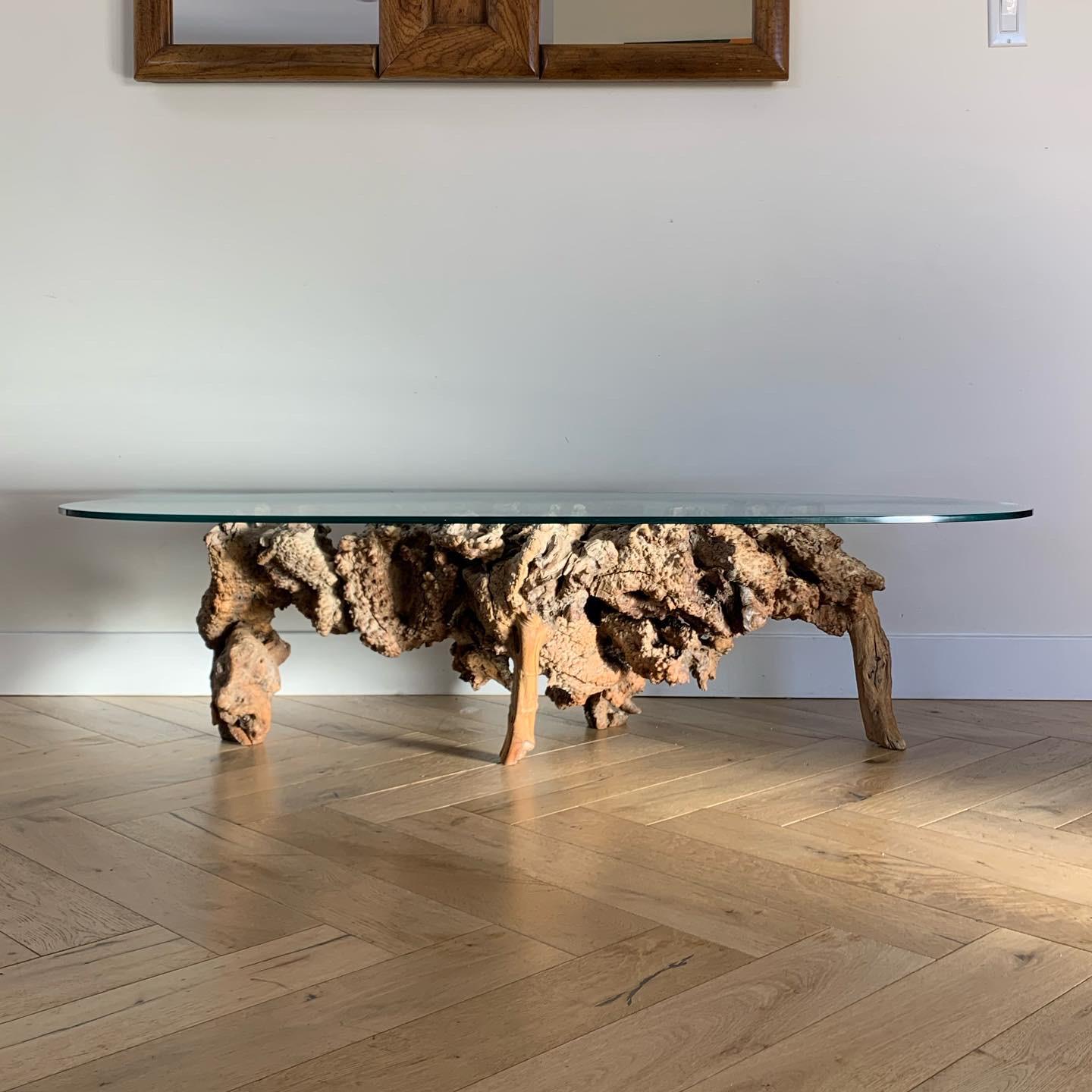 North American Raw Root driftWood Coffee Table, circa 1970s