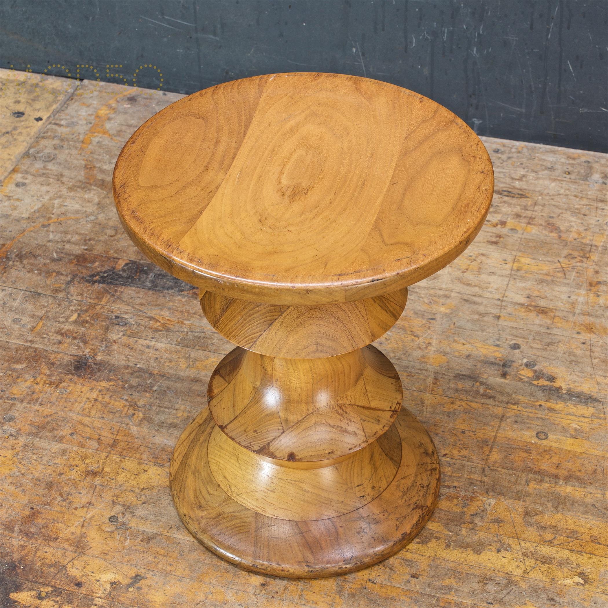 Late 20th Century 1970s Ray Eames Time Life Walnut Apple Core Stool Table Chess Plant Stand Rustic