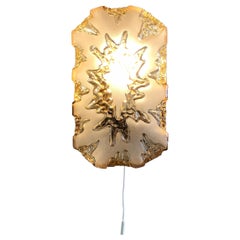 1970s Rectangle Ice Glass Flush Mount Wall Light Honsel Leuchten, Germany