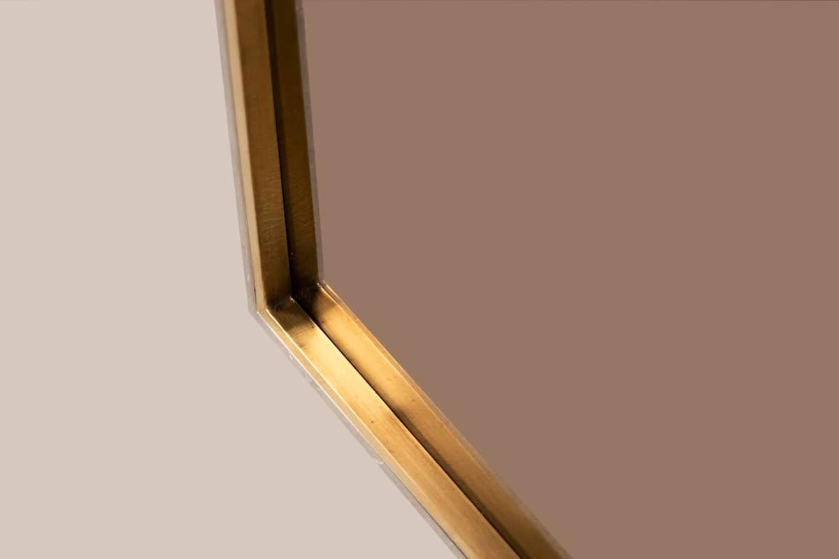 1970s Rectangular Brass and Steel Mirror signed Jean Charles For Sale 6