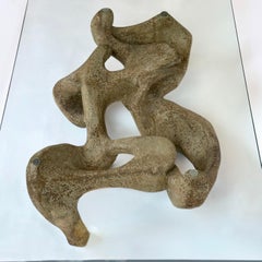 1970's Rectangular Coffee Table in Cement and Transparent Glass by Claudio Trevi