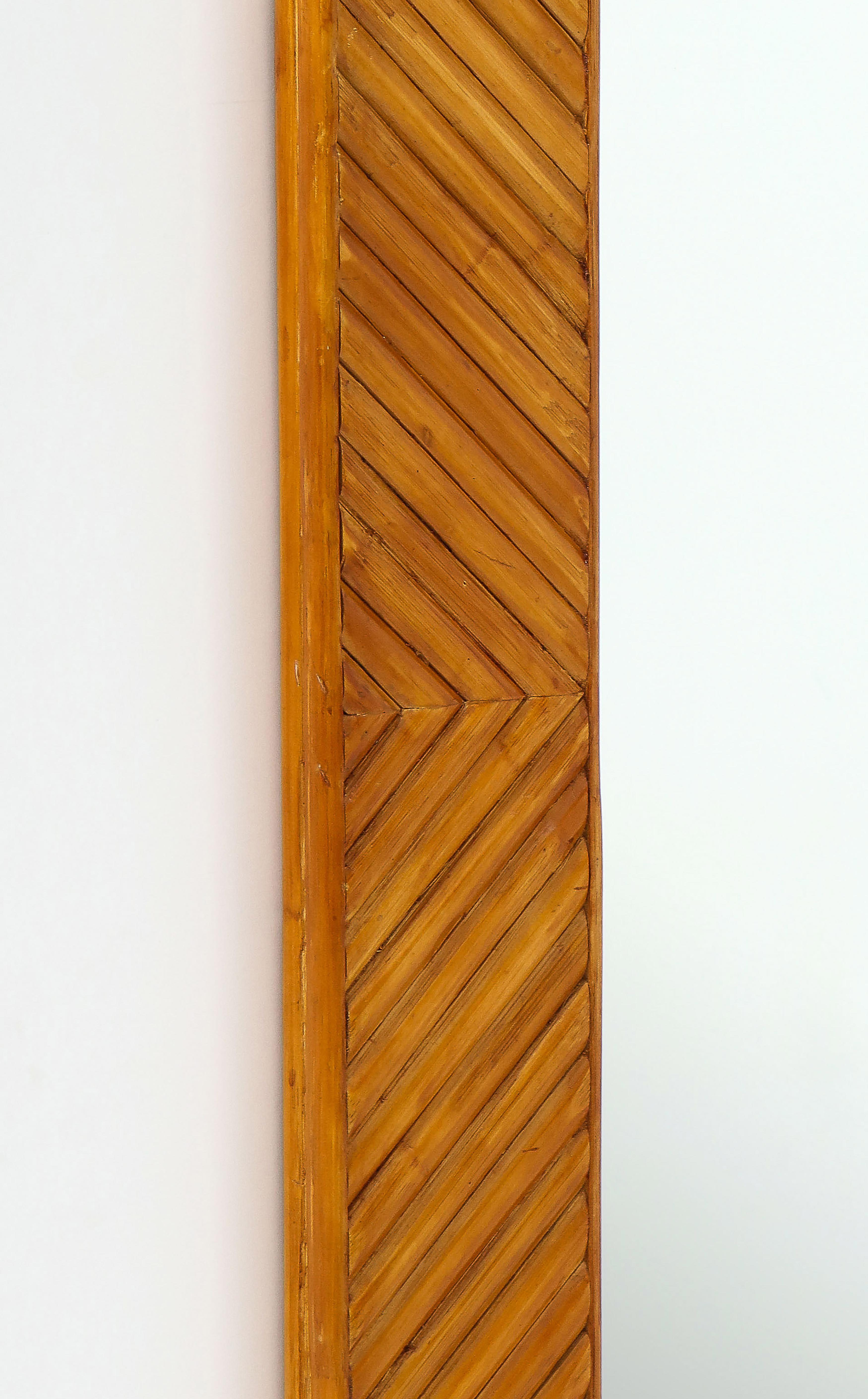 1970s Rectangular Handcrafted Bamboo Mirror In Good Condition In New York, NY