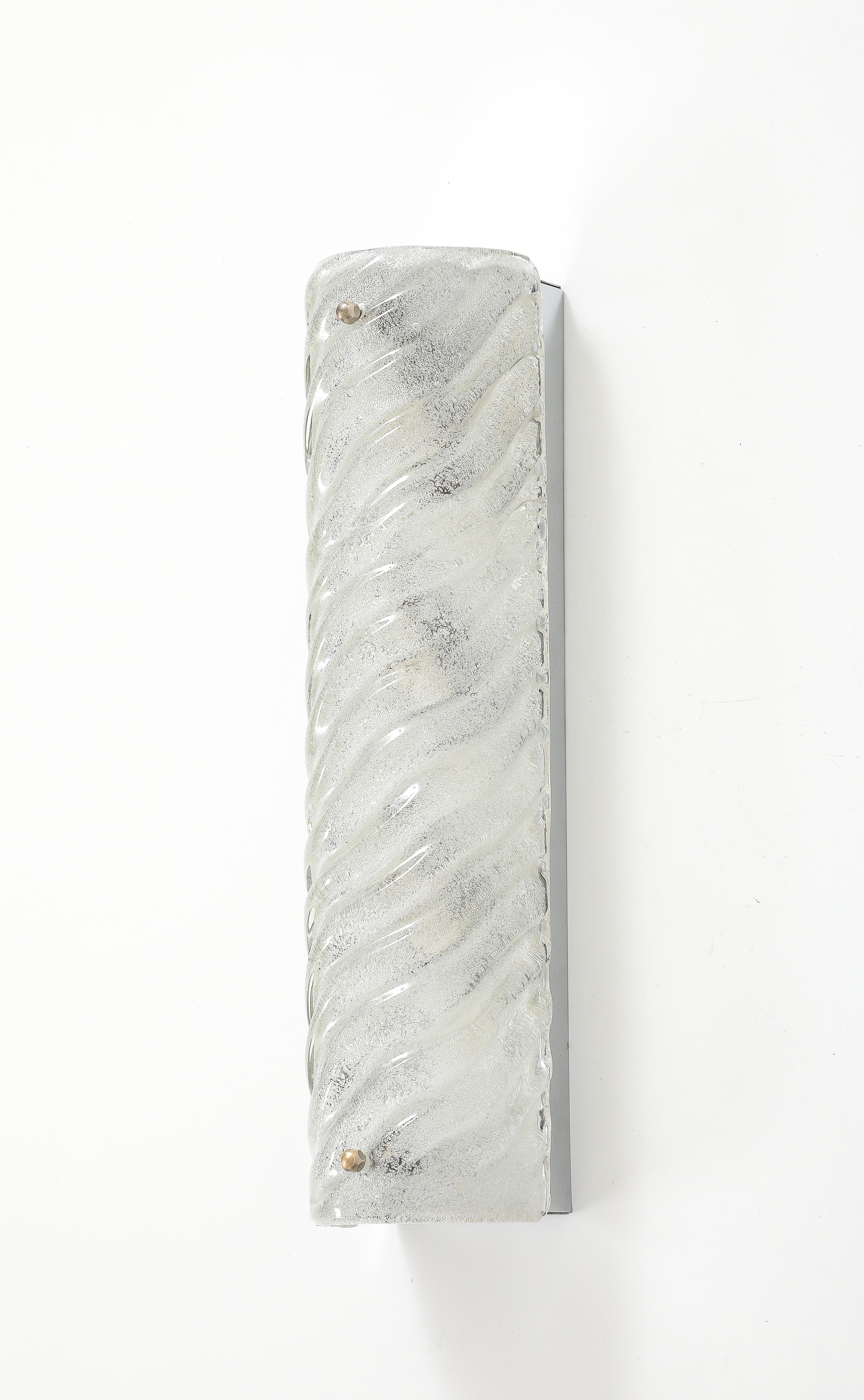 Aplique Rectangular de Cristal de Hielo de los años 70 by Kalmar Moderno de mediados de siglo en venta