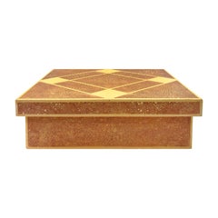 1970s Rectangular Lacquered Box with Diamond Patterned Lid