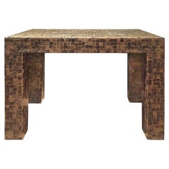 1970s Rectangular Lacquered Faux Snake Skin Checkerboard Side Table