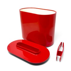 Seau à glace rouge 8420 de Giotto Stoppino pour Kartell des années 1970