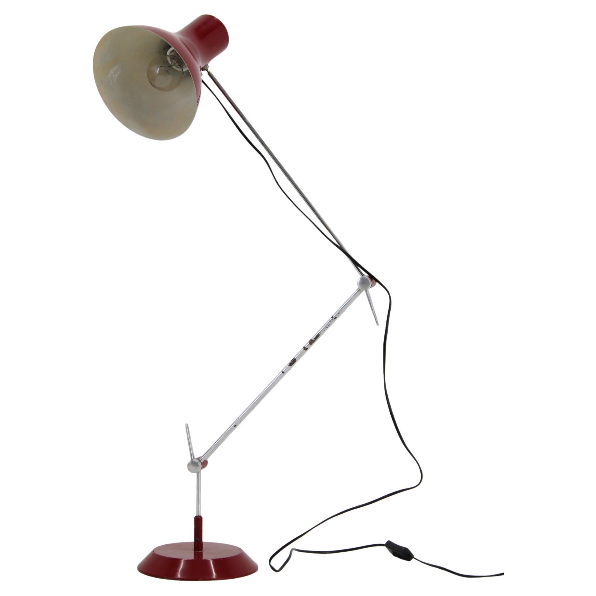 1970s Red Adjustable Floor or Table Lamp, Czechoslovakia