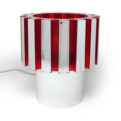 1970s Red and Chrome Table Lamp by C.N. Burman