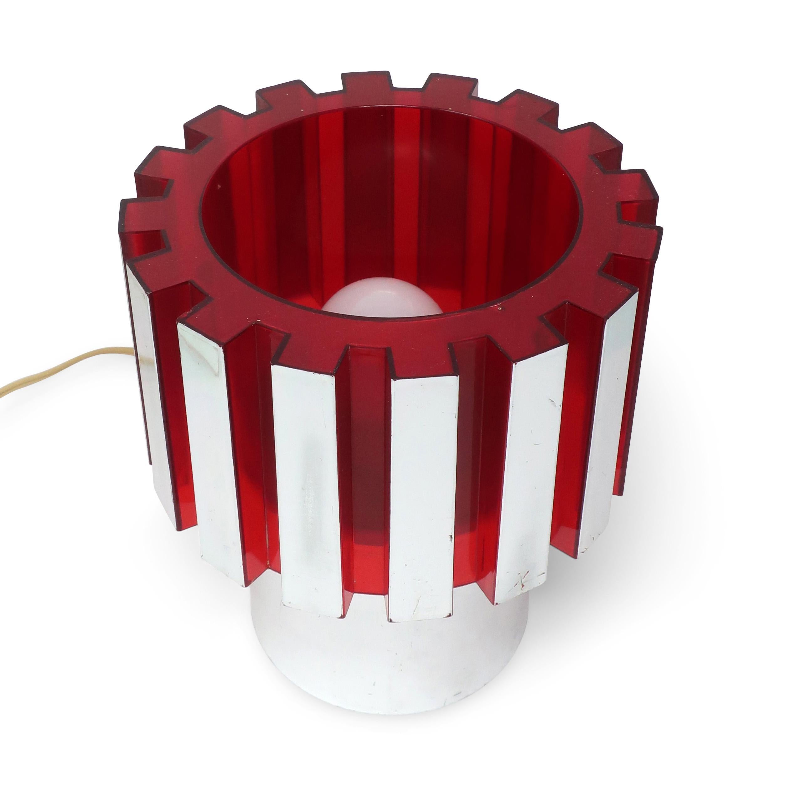 Mid-Century Modern 1970s Red and Chrome Table Lamp by C.N. Burman