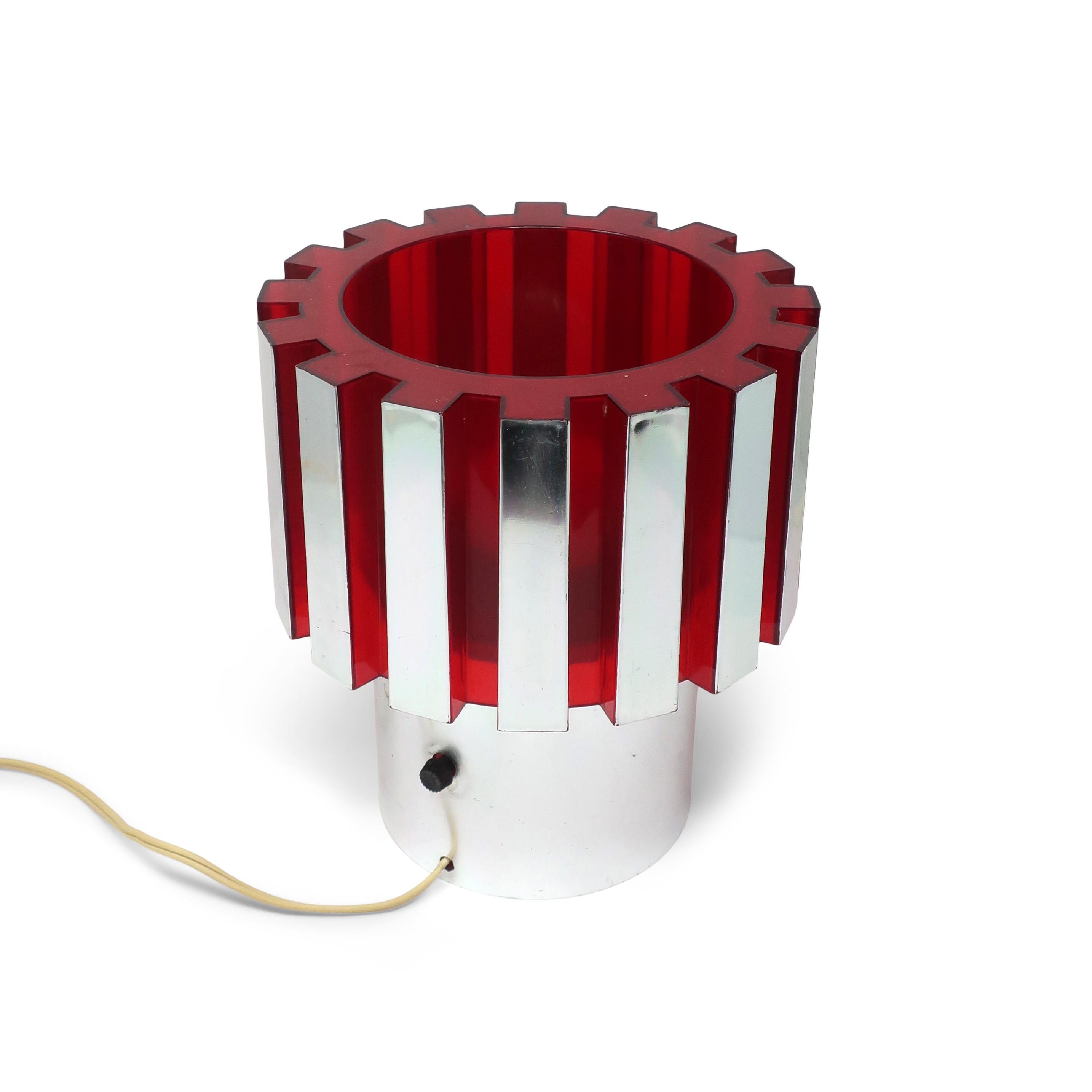 1970s Red and Chrome Table Lamp by C.N. Burman In Good Condition In Brooklyn, NY
