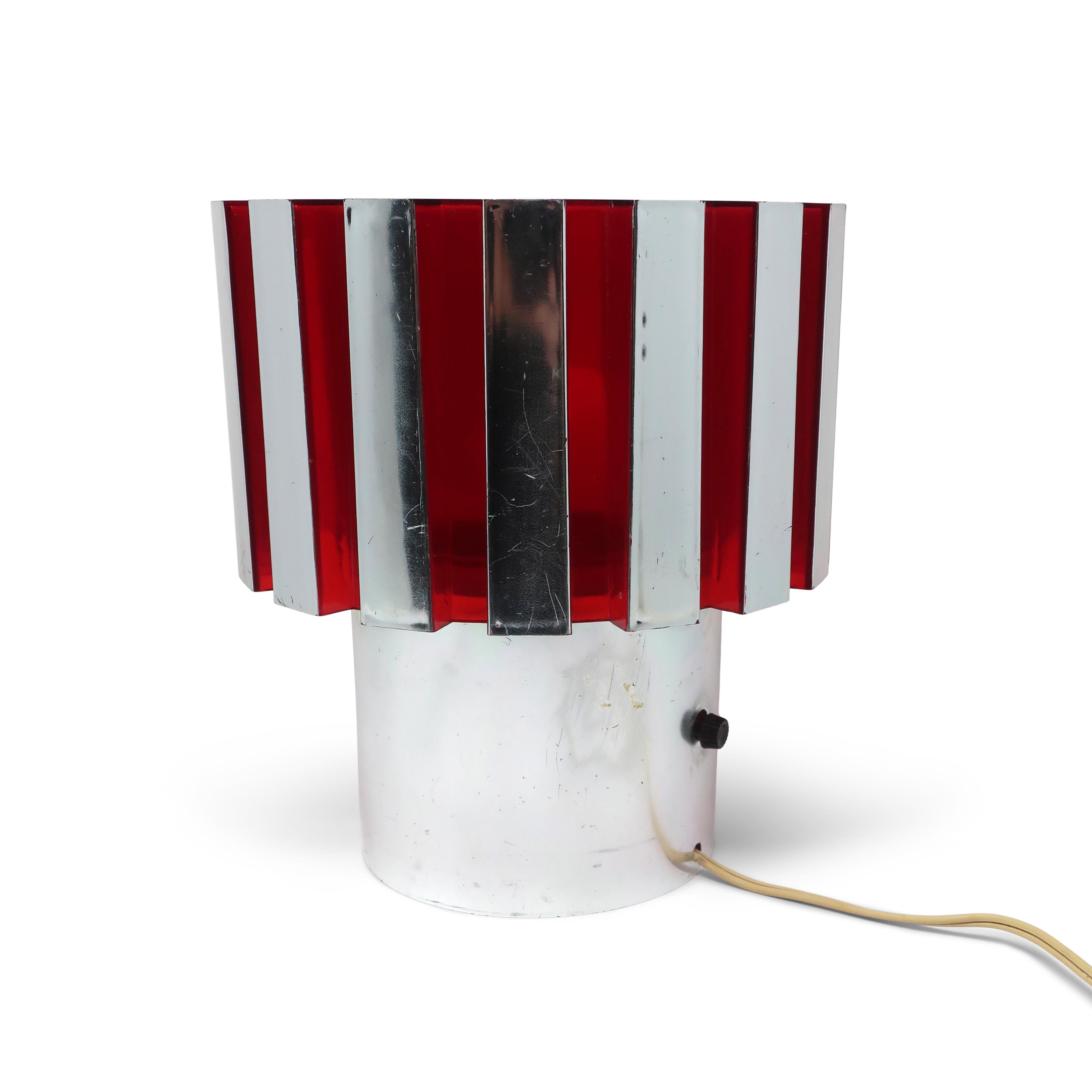 20th Century 1970s Red and Chrome Table Lamp by C.N. Burman
