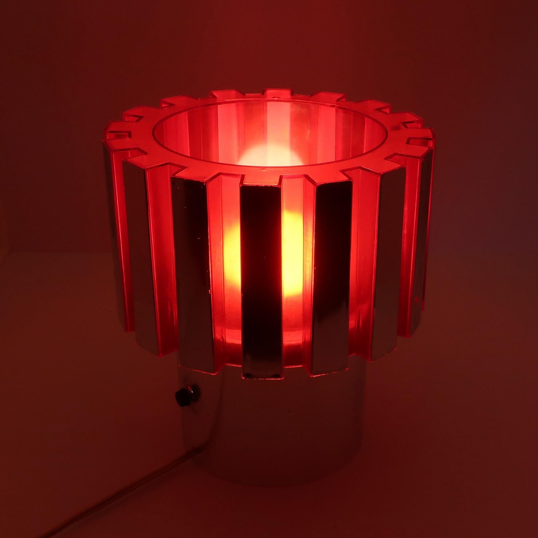 1970s Red and Chrome Table Lamp by C.N. Burman 1