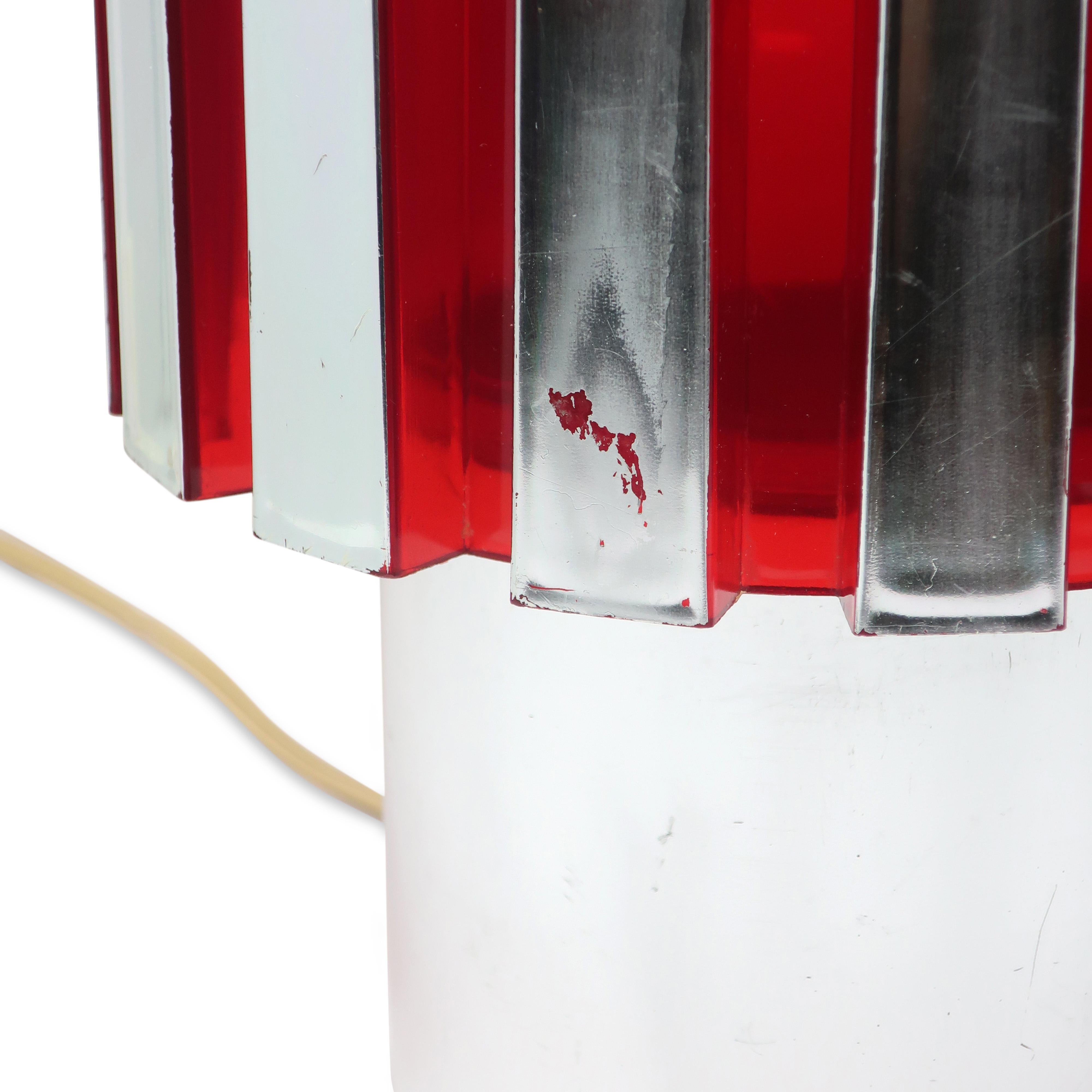 1970s Red and Chrome Table Lamp by C.N. Burman 3