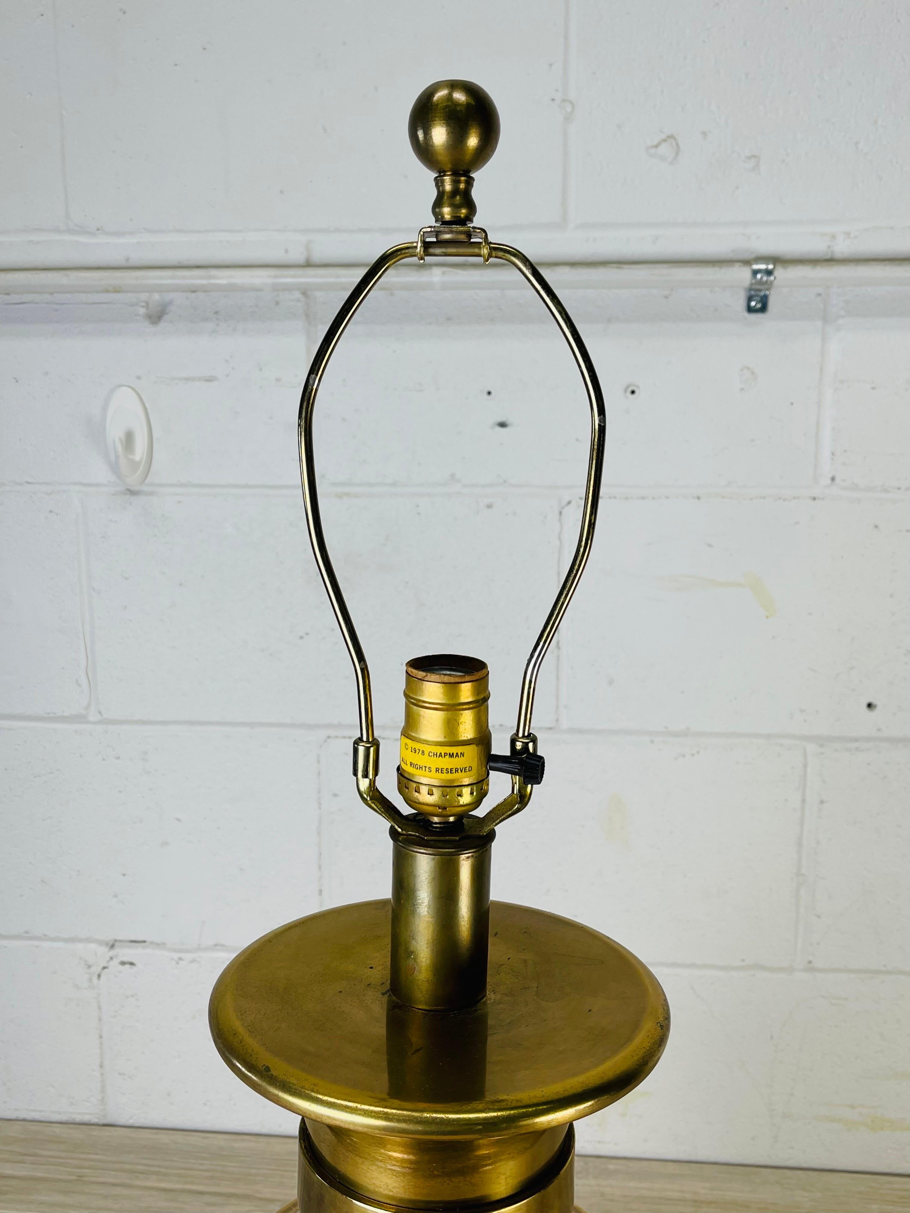 Mid-Century Modern 1970s Red and Gilt Metal Table Lamp by Chapman For Sale
