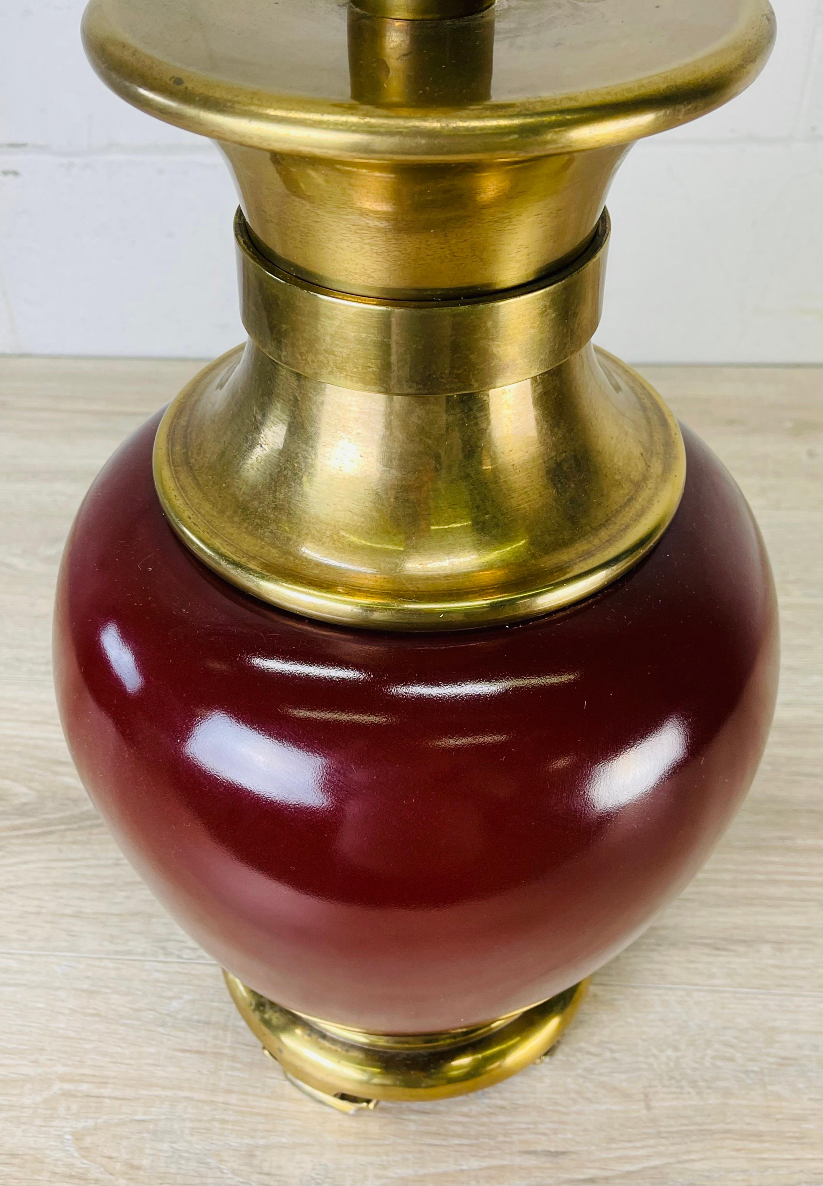 20th Century 1970s Red and Gilt Metal Table Lamp by Chapman For Sale