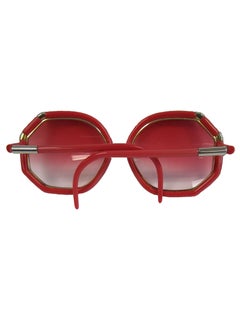 1970s Red and Gold Sunglasses with Rose Gradient Lenses