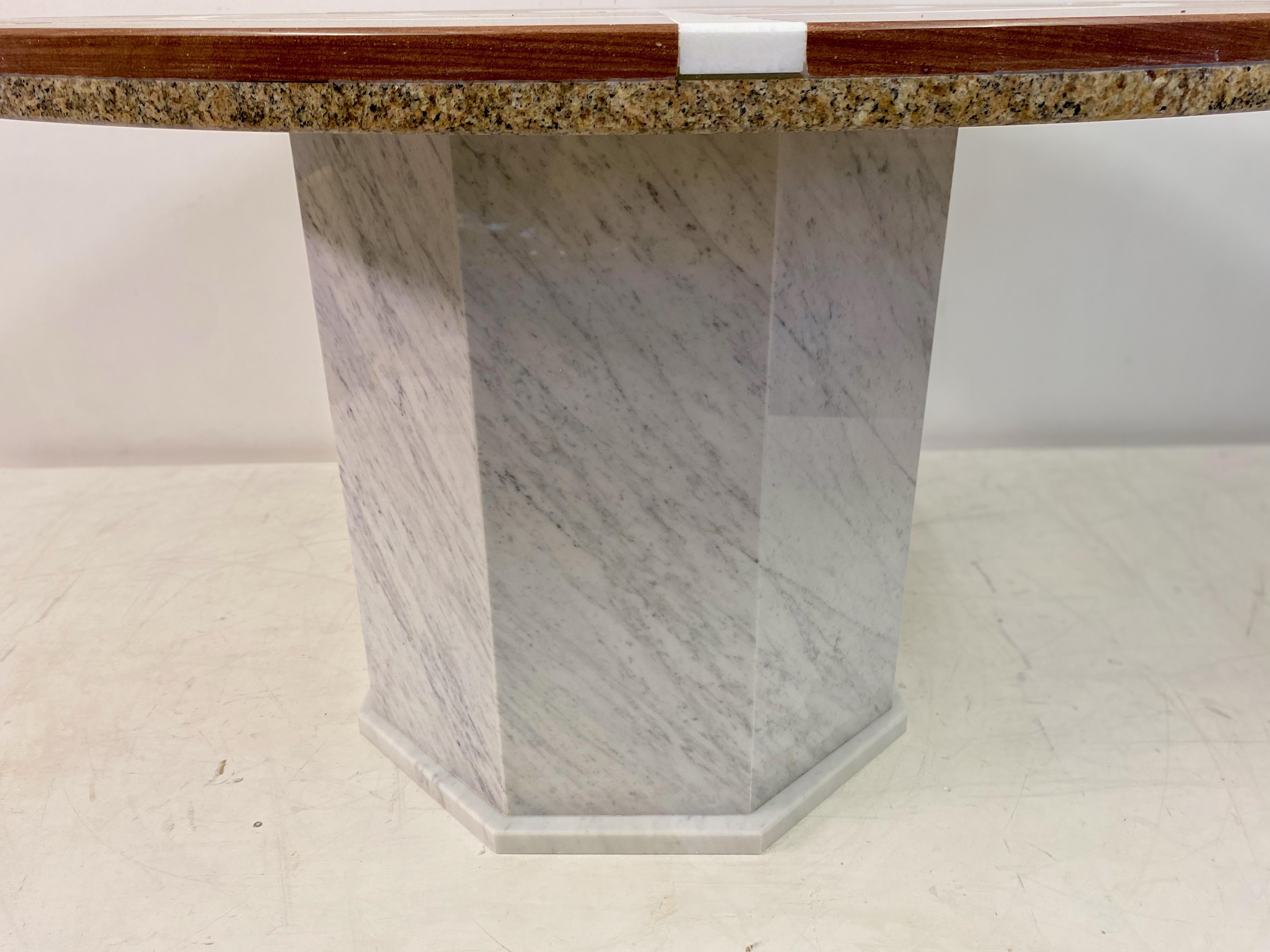 20th Century 1970s Red and White Marble Dining or Centre Table For Sale
