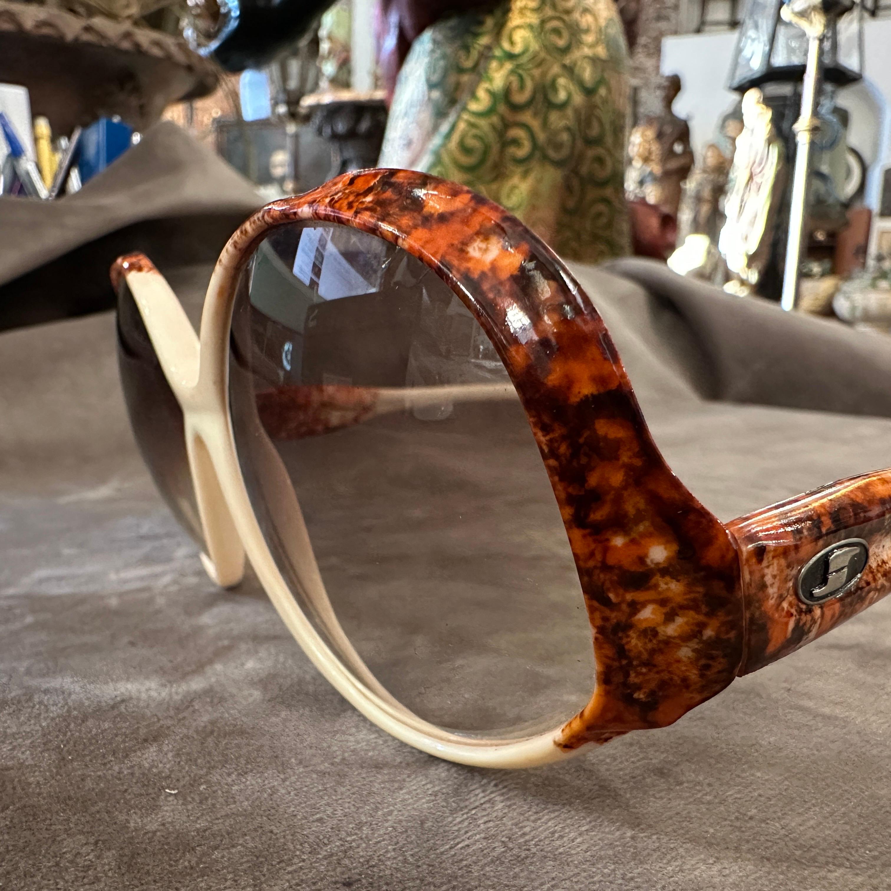 Women's 1970s Red and White Oversized Italian Sunglasses by Safilo For Sale