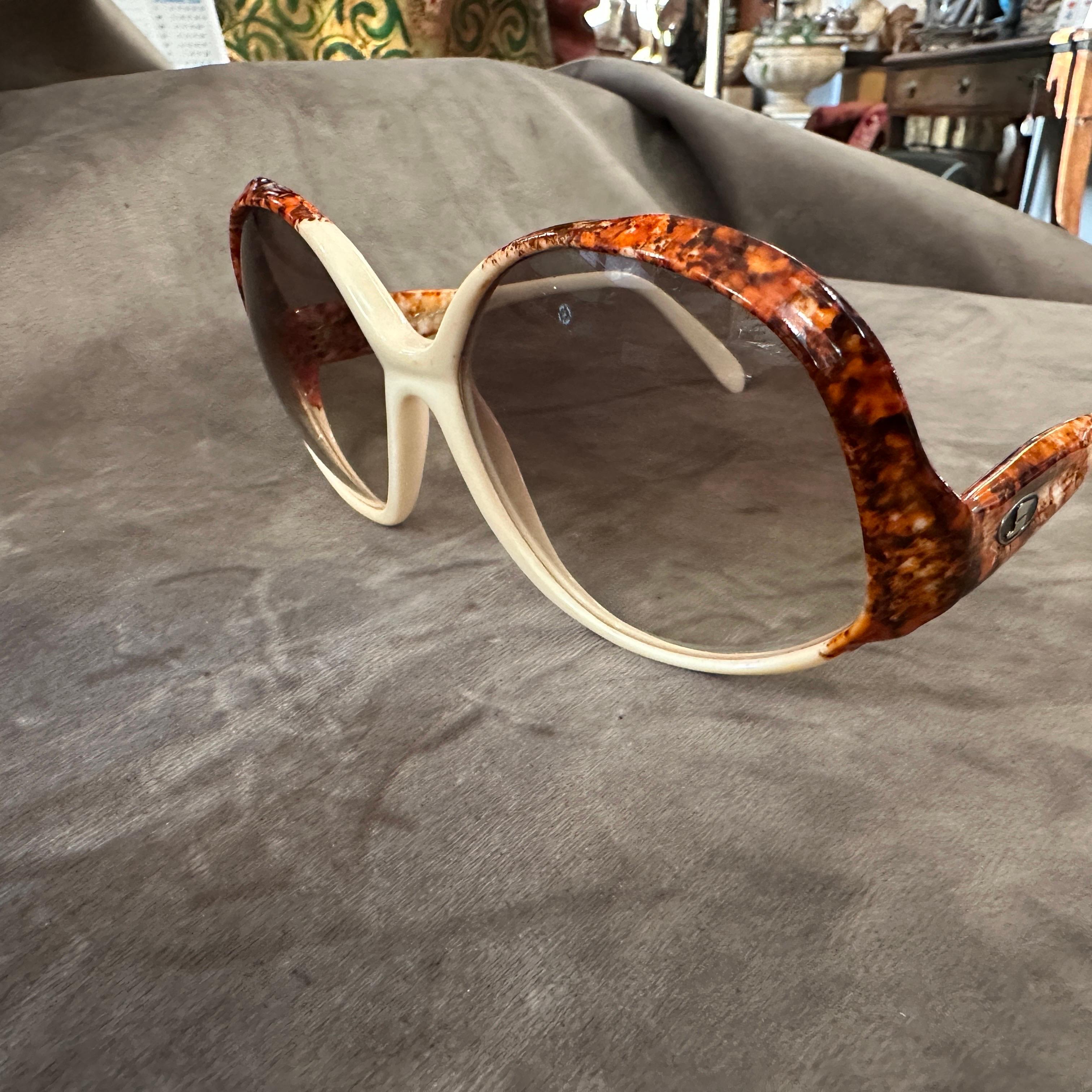 1970s Red and White Oversized Italian Sunglasses by Safilo For Sale 1