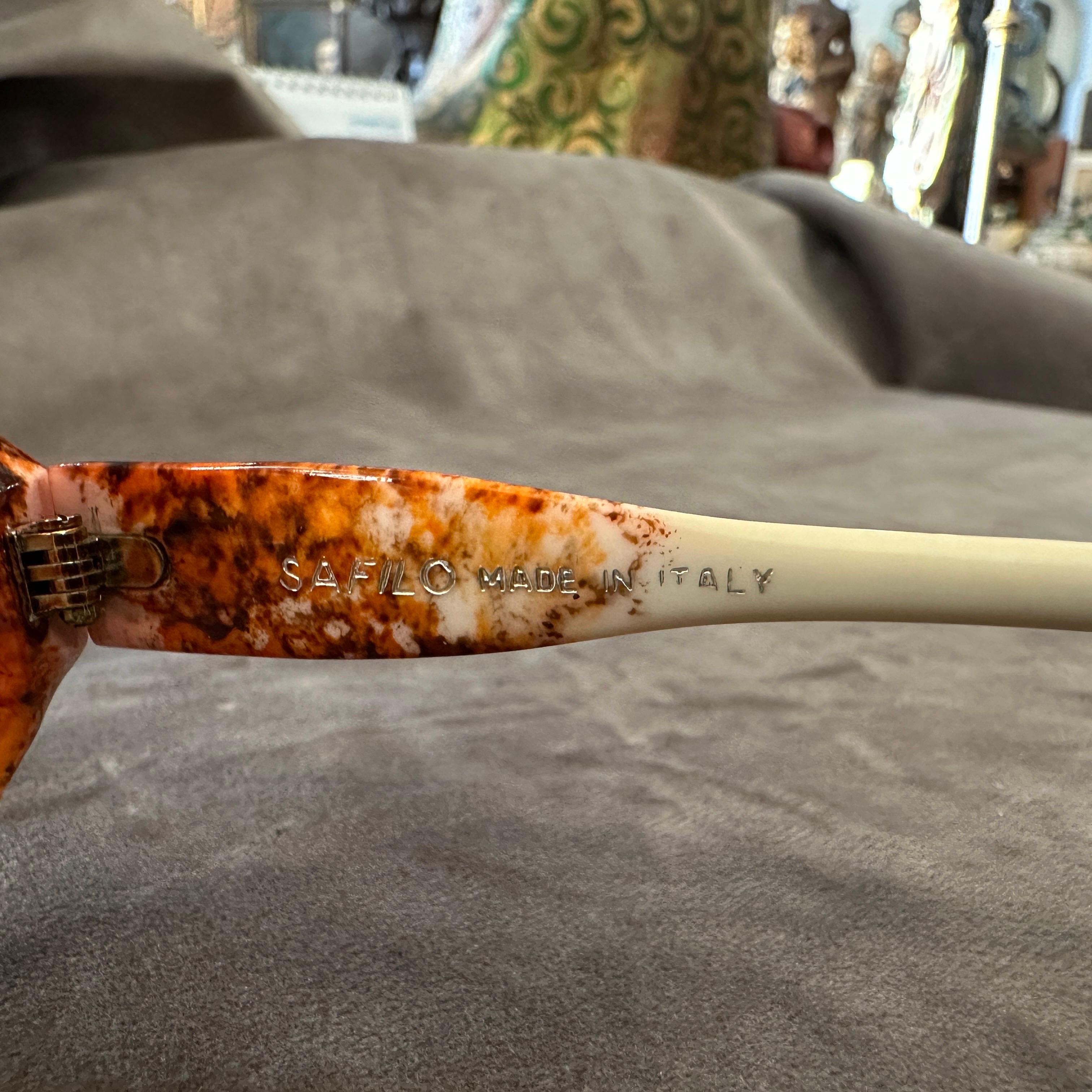 1970s Red and White Oversized Italian Sunglasses by Safilo For Sale 3