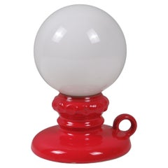 Lampe de table en céramique rouge et verre opalin des années 1970 par Massive, Belgique