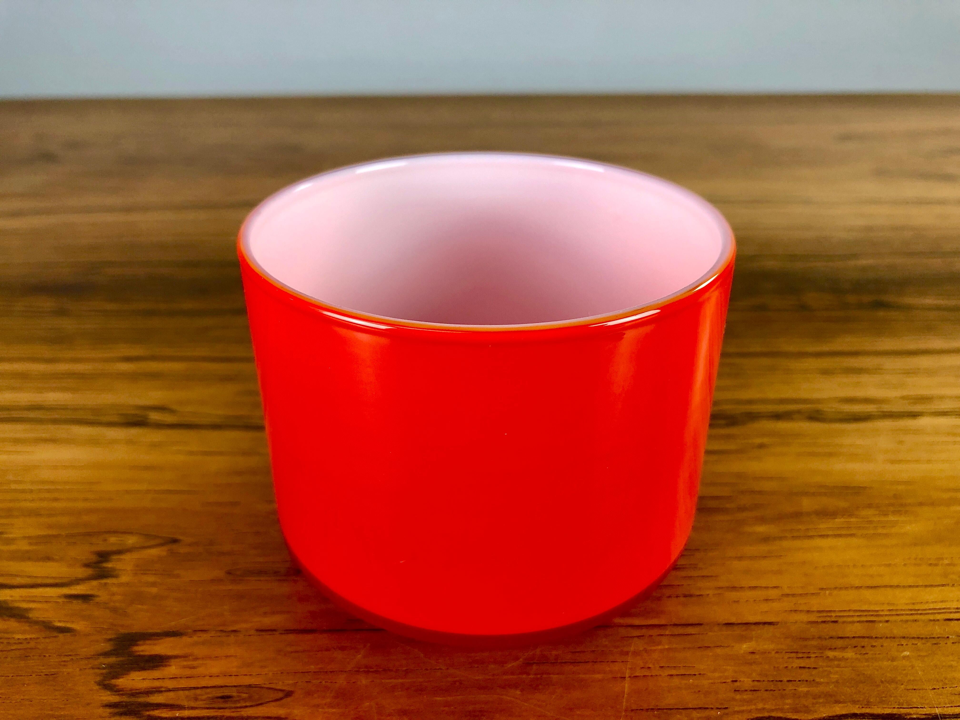 Late 20th Century 1970s Red Danish Cream and Sugar Bowls in Glass by Michael Bang for Holmegaard For Sale