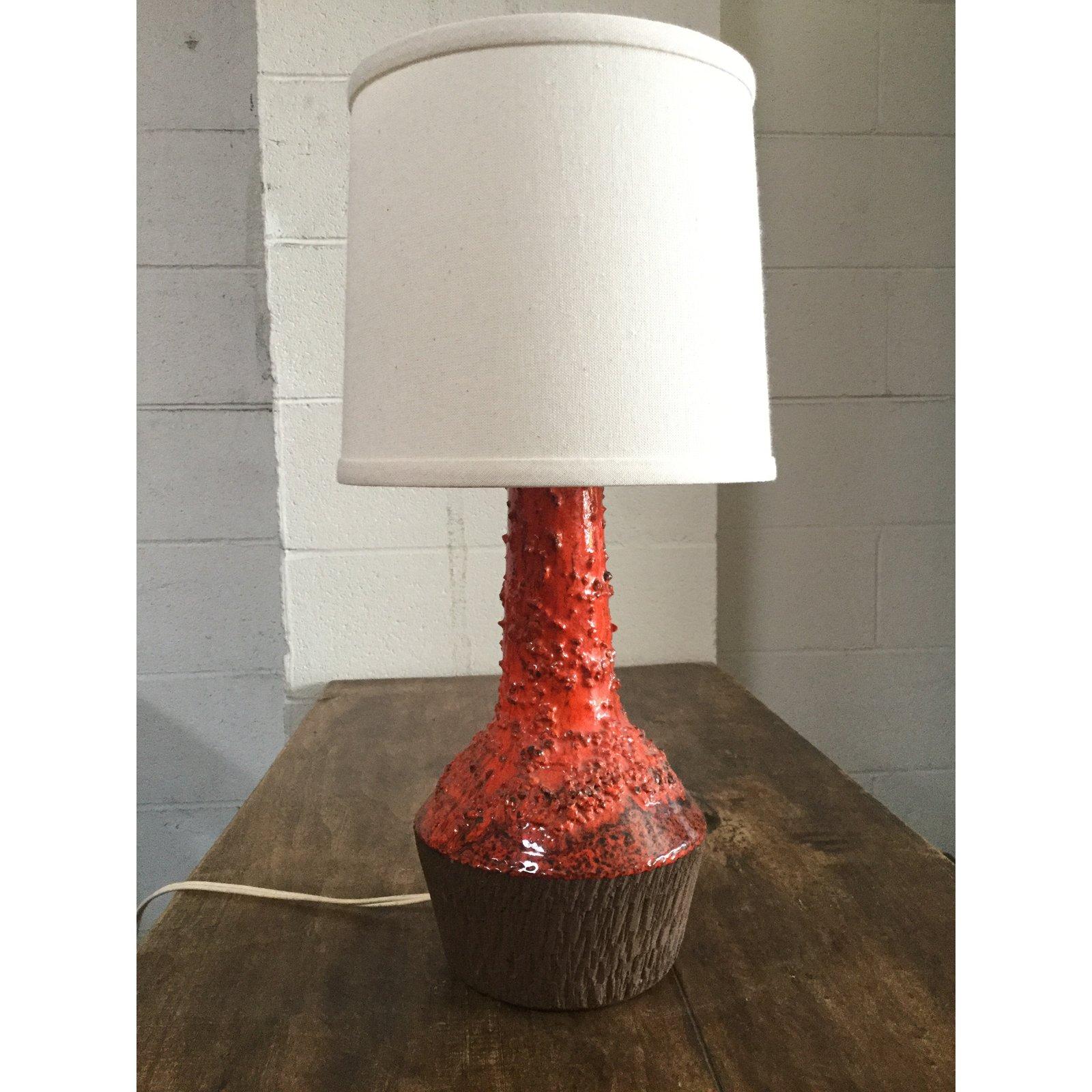 1970s Red Danish Table Lamp 1