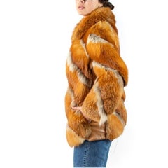 1970S Red Fox Fur Jacket With Awesome Paisley Lining