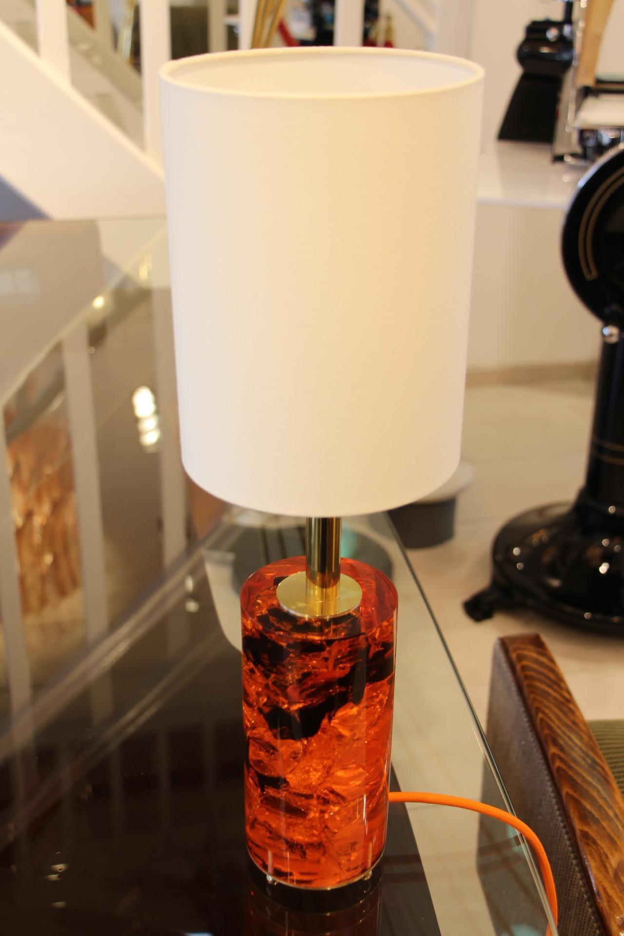 Red Fractal Resin Pair of Table Lamps, Marie-Claude de Fouquières, Pierre Giraudon In Excellent Condition For Sale In Saint-Ouen, FR