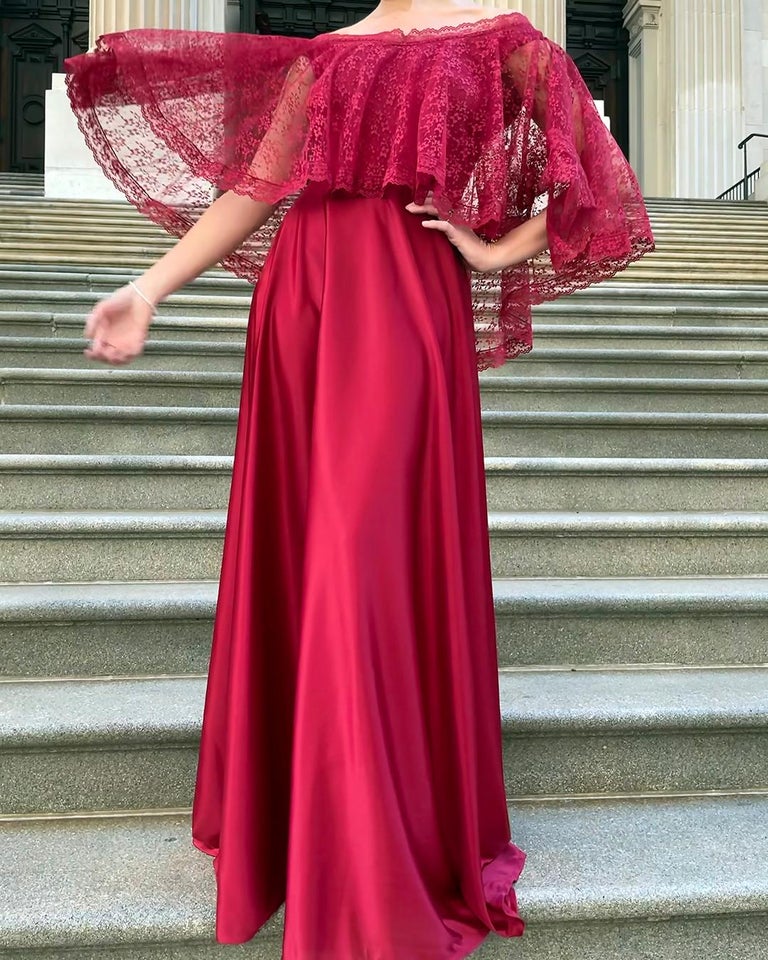 strapless open back dress Moonlit Magic Asymmetric Neckline Maxi Dress Red– Selfie Leslie main image 1