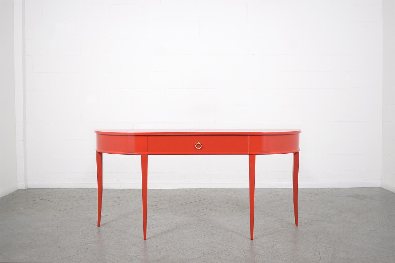 Carved 1970s Red Lacquer Console Table